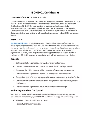 iso 45001 certification