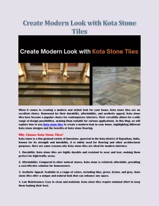 Create Modern Look with Kota Stone Tiles