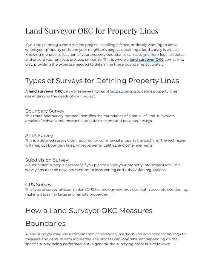 land surveyor okc for property lines