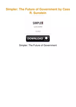 Simpler: The Future of Government by Cass R. Sunstein