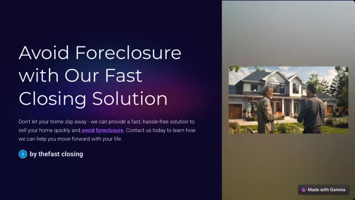 avoid foreclosure with our fast closing solution