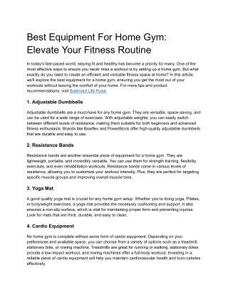 Best Equipment For Home Gym_ Elevate Your Fitness Routine