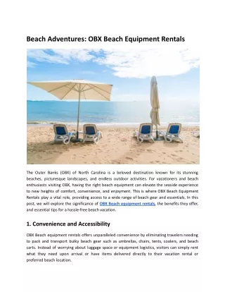 Beach Adventures: OBX Beach Equipment Rentals