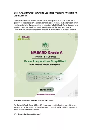 best nabard grade a online coaching programs