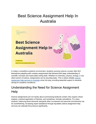 Best Science Assignment Help In Australia