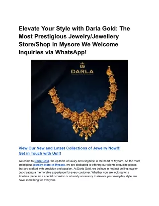 Elevate Your Style with Darla Gold: The Most Prestigious Jewelry/Jewellery Store