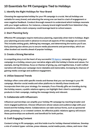 10 Essentials for PR Campaigns Tied to Holidays