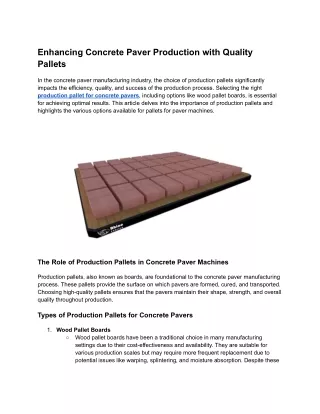 Enhancing Concrete Paver Production with Quality Pallets