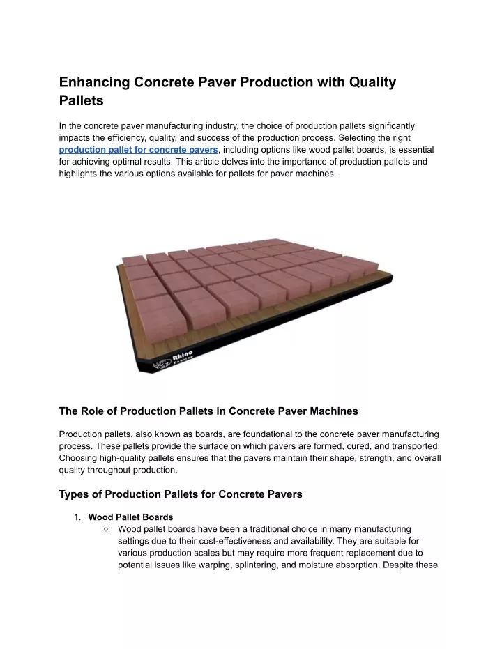 enhancing concrete paver production with quality