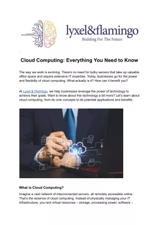 Transform Your Business with Cloud Computing Solutions By Lyxel and Flamingo