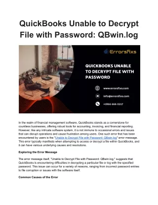 quickbooks unable to decrypt file with password