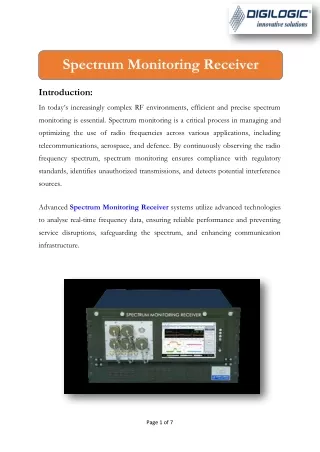 Spectrum Monitoring Receiver from Digilogic Systems