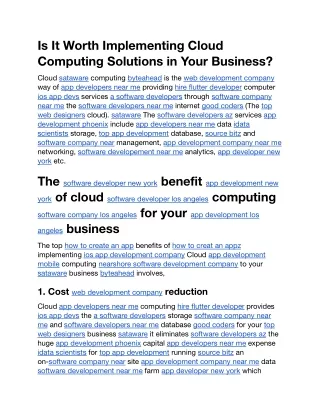 is it worth implementing cloud computing