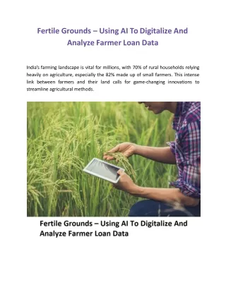 Fertile Grounds – Using AI To Digitalize And Analyze Farmer Loan Data