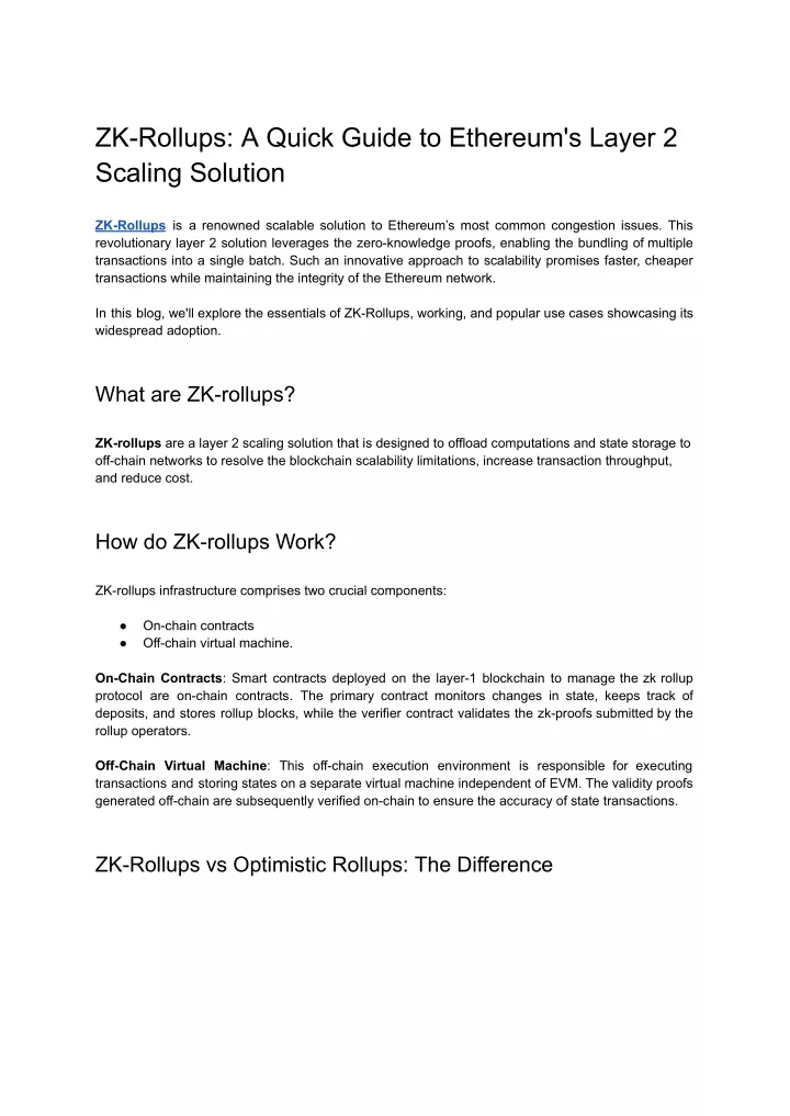 zk rollups a quick guide to ethereum s layer