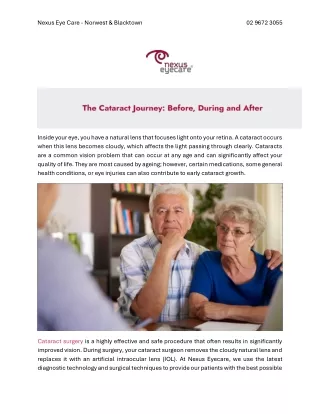 The Cataract Journey - Before, During and After