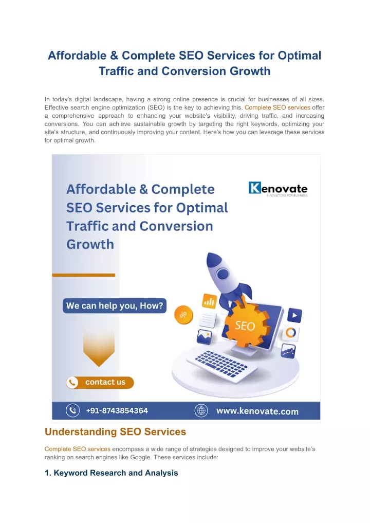 affordable complete seo services for optimal