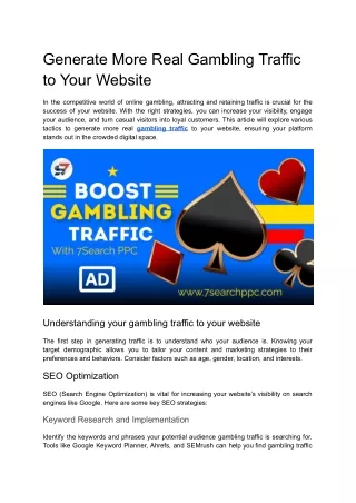 generate more real gambling traffic to your