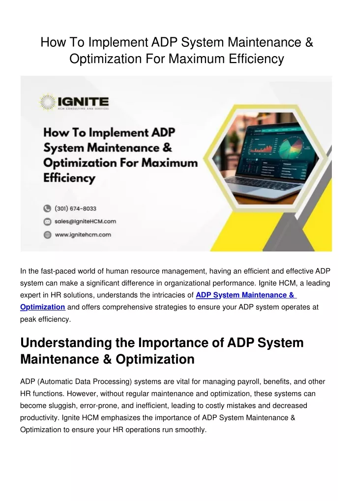 how to implement adp system maintenance