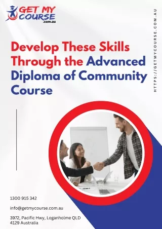 Develop These Skills Through the Advanced Diploma of Community Course