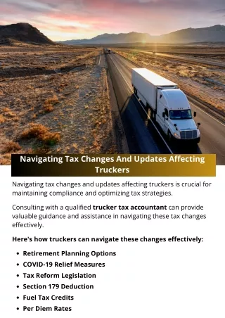 Navigating Tax Changes And Updates Affecting Truckers