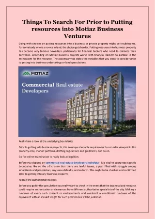 Things To Search For Prior to Putting resources into Motiaz Business Ventures
