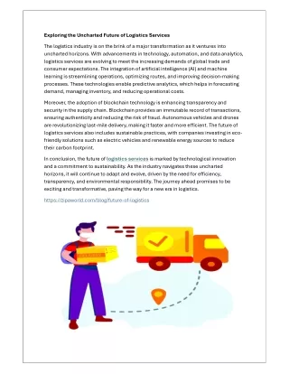 exploring the uncharted future of logistics