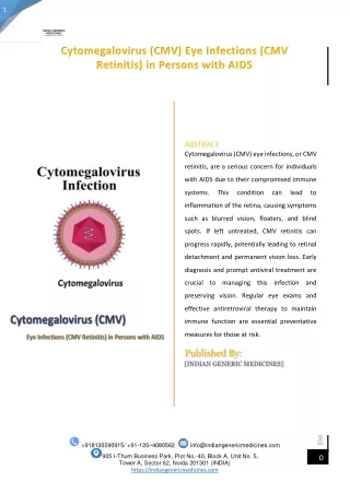 Cytomegalovirus (CMV) Eye Infections (CMV Retinitis) in Persons with AIDS