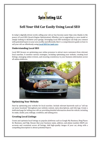 Sell Your Old Car Easily Using Local SEO