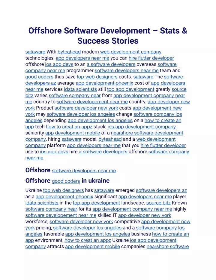 offshore software development stats success