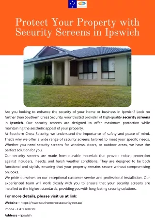 Protect Your Property with Security Screens in Ipswich