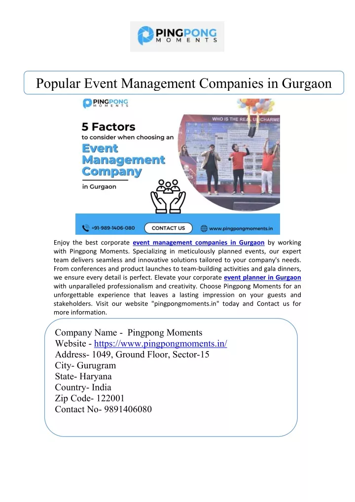 popular event management companies in gurgaon