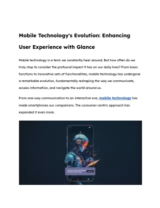 mobile technology s evolution enhancing