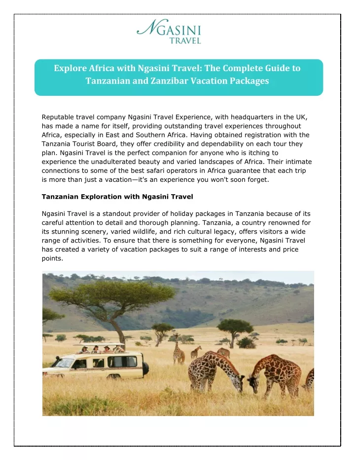 explore africa with ngasini travel the complete