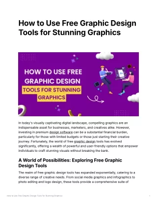 How to Use Free Graphic Design Tools for Stunning