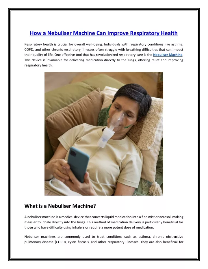 how a nebuliser machine can improve respiratory