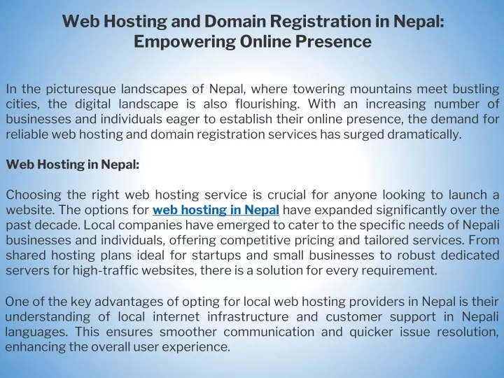 web hosting and domain registration in nepal