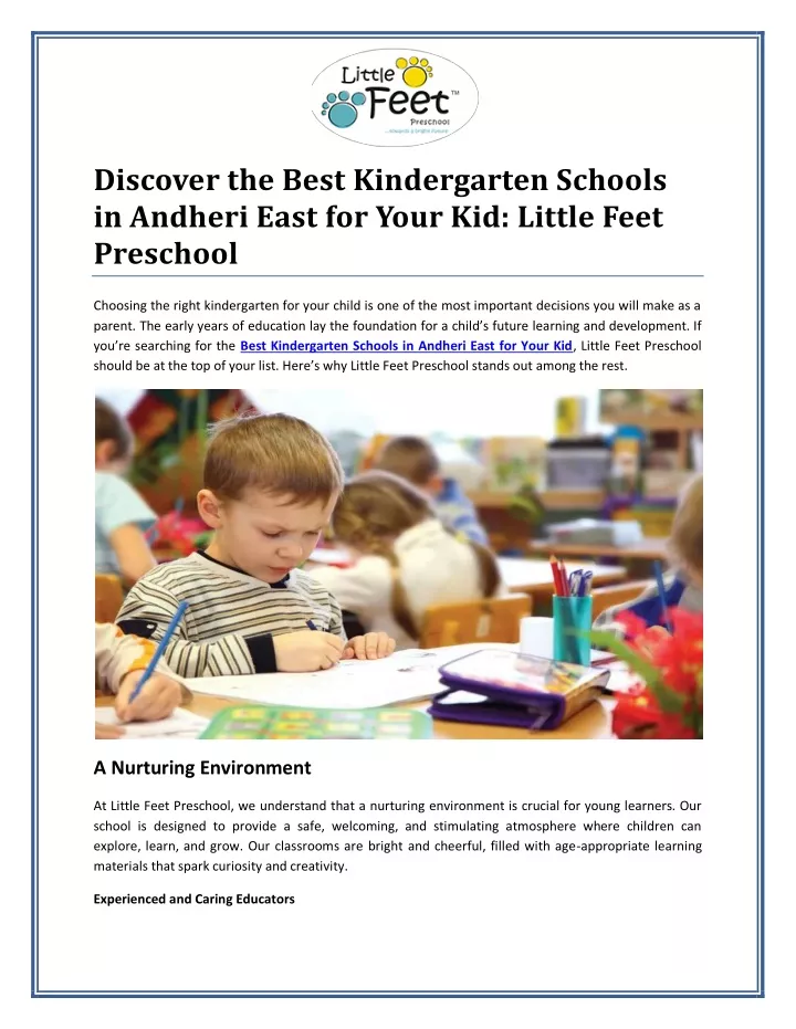 discover the best kindergarten schools in andheri