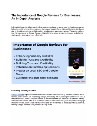 The Importance of Google Reviews for Businesses - An In-Depth Analysis