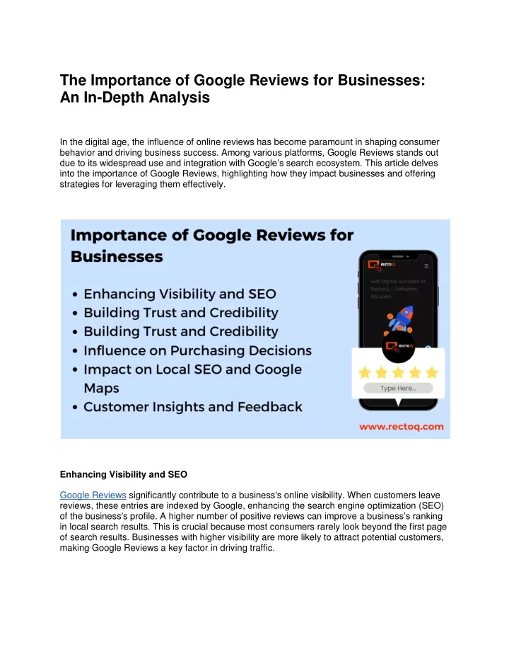 the importance of google reviews for businesses