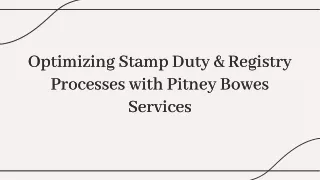 Ensure Compliance with Pitney Bowes Stamp Duty & Registry Solutions