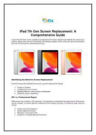 iPad 7th Gen Screen Replacement : A Comprehensive Guide