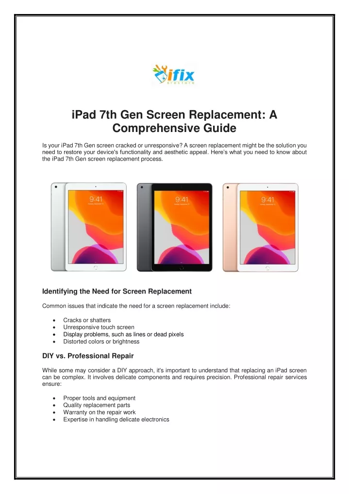 ipad 7th gen screen replacement a comprehensive