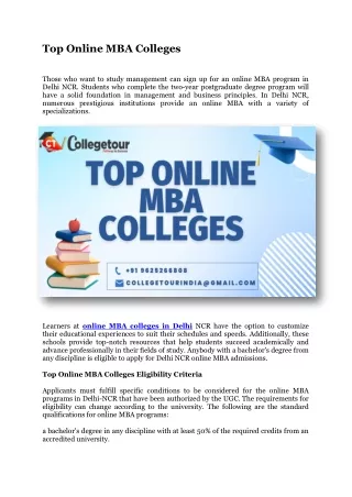 Top Online MBA Colleges