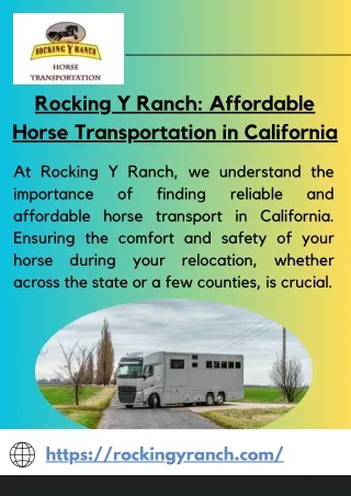 Local Horse Transport Services in California | Rocking Y Ranch