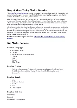 drug of abuse testing market overview