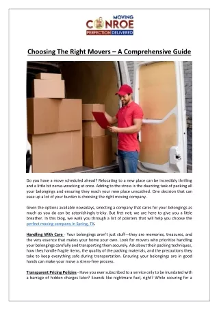 Choosing The Right Movers – A Comprehensive Guide