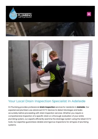 CCTV Drain Inspection Adelaide