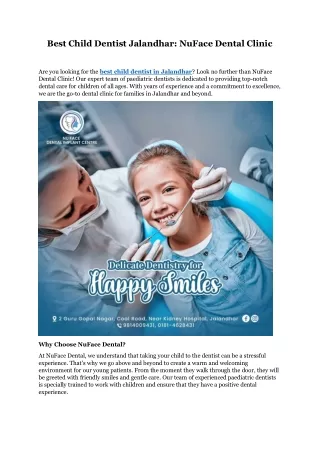 Best Child Dentist Jalandhar NuFace Dental Clinic