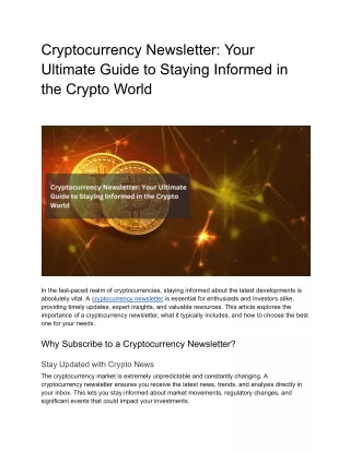 Cryptocurrency Newsletter_ Your Ultimate Guide to Staying Informed in the Crypto World